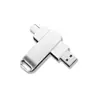 Memoria USB Giratoria de Metal para Uso en Coche, USB 3.0 de Gran Capacidad de 64 GB, Memoria Flash de Doble Uso para Computadora y Teléfono Móvil Tipo-C