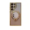Para Samsung S24Ultra Funda de Teléfono Móvil Transfronteriza Brillo de Pedrería Soporte de Espejo Magnético S23 Resistente a Caídas Funda Suave Nueva