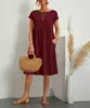 2026 Amazon Aliexpress Producto Nuevo Transfronterizo Europeo y Americano Vestido de Color Sólido sin Mangas Holgado de Algodón y Lino con Bolsillos en Stock