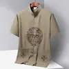 Conjunto de Manga Curta Tang Suit de Verão Masculino para Meia-Idade e Idosos, Roupa de Verão para o Pai, Hanfu Fino de Seda de Gelo, Roupa para Homens Idosos, Vovô