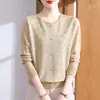 Suéter de tricô de outono para mãe, blusa básica, novo modelo 2026, top elegante e estiloso de manga longa para mulheres de meia-idade e idosas, moda feminina da moda