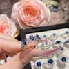 Camélia Jóias Fornecimento Novo Azul Corindo Cor Anel do Tesouro Francês Luxo Alta Imitação Natural Diopside Anel