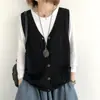 Chal de Punto sin Mangas de Rebeca de Punto con Cuello en V de Botones Sencillos, Estilo Retro Holgado de Talla Grande, Nuevo Estilo para Primavera y Otoño 2026 para Mujer