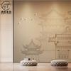 Estilo Chino Nuevo Moderno Dibujo Lineal Pabellón Elegante Ambiente Artístico Fondo de Sofá para Sala de Estar Papel Tapiz para Sala de Té Resistente a la Humedad Tendencia Nacional Papel Tapiz