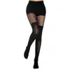 Medias de Red Europeas y Americanas para Halloween, Medias Transparentes de Talla Grande, Medias Finas Caladas con Liguero, Pantimedias de Retazos con Tres Rayas