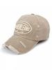 Gorra Americana Estilo Vintage Lavada con Agujero Roto y Letra Bordada para Mujer, Verano, Parte Superior Suave, Casual, Combinable con Todo, Gorra de Béisbol para Hombre