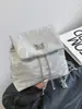 Mochila Arco Bolsa Feminina 2024 Nova Cor Sólida Simples Estilo Ocidental Textura Corrente Moda Mochila Casual