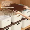 Caja de Almacenamiento de Escritorio para Maquillaje y Snacks, Cesta de Almacenamiento Rectangular de Plástico, Caja de Almacenamiento de Cocina con Tapa