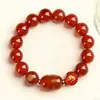 Pulseira de ágata vermelha natural ano de nascimento feminina Pulseira do Buda do zodíaco masculino Contas da sorte Taisui Pulseira de casal ano do Dragão