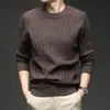 Suéter de Punto para Hombre, Cuello Redondo, Patrón Jacquard, Nueva Camisa Base de Manga Larga, Simple, Clásico, Casual, Versátil Suéter para Hombre