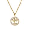 Collar de acero inoxidable simple con colgante de árbol hueco de diamante con punta de anillo y colgante de moda personalizado de comercio exterior