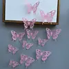 Decoración de mariposa de papel con simulación tridimensional 3D, accesorios de joyería de mariposa hueca tridimensional con textura metálica, pegatinas de pared para el hogar al por mayor