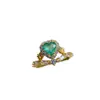 Anillo de Esmeralda Natural al por Mayor de Fábrica Plata S925 Incrustado con Piedra Principal 6*6 Joyería de Lujo Venta Directa de Fábrica Piedra Preciosa