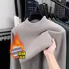Suéter de cuello alto medio al por mayor transfronterizo para hombre en otoño e invierno, forro de polar de hurón, engrosado, color liso, cálido, tejido, camisa base para hombre