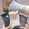 Meias com Laço para Mulheres, Meias Versáteis da Moda, Estilo Japonês de Renda para Primavera, Meias Longas Confortáveis e Versáteis, Estilo Primavera e Verão, Cor Sólida para Meninas