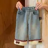Jeans Gruesos Forrados de Felpa para Niñas Tendencia Nuevo Estilo Coreano Moda para Niños Pequeños Versátil Pantalones para Niños Año Nuevo Transfronterizo