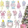Enfeites de Bengala Doce de Natal para Decoração de Árvore de Natal Artesanato em Madeira para Pendurar Pêndulos de Bola de Bengala de Hortelã