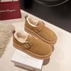 Zapatos de Algodón para Nieve con Suela Gruesa para Mujer 2025 Nuevo Invierno Forrados de Felpa Engrosados Cálidos Zapatos de Algodón Peludos Zapatos Birkenstock Talla Grande Exportación