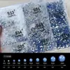 Arte de Uñas de Diamante Azul Claro con Base Plana, Joyería de Diamante para Uñas, Diamantes Pequeños Redondos Azules Brillantes con Base Plana, Pedrería de Vidrio, Joyería para Uñas Transfronteriza al por Mayor