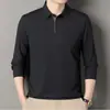 Camiseta de Manga Larga para Hombre Otoño Nuevo Estilo Sin Planchar Cuello Polo Color Sólido para Hombres de Mediana Edad Casual Versátil Ropa de Papá