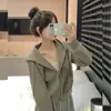 Chaqueta Corta de Primavera para Mujer, Forrada de Polar, Tops Finos con Capucha 2026 Principios de Primavera para Mujeres Petites, Sudadera Shandong Jimo