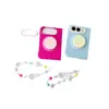Funda magnética para teléfono con patrón de ondas, color sólido, compatible con Apple 18DUO, iPhone Duo, con cordón, a prueba de caídas y elegante