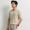Polo de punto para hombre estilo old money de manga corta, verano, nuevo, alta intelectualidad, tacto relajado, jacquard tridimensional, tejido de punto transpirable