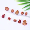 Bolsa de la Suerte de Calabaza de Arena de Cristal de Alto Contenido Accesorios para Pulseras DIY Arena Roja de Cinabrio Esmalte Pintado Accesorios para Pulseras de Nube Auspiciosa