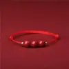 Pulseira de Cinábrio Pulseira de Fio Vermelho Tornozeleira para Mulheres Meninas Pulseira de Melhor Amigo Contas da Sorte Joias Masculinas Estilo Étnico Feito à Mão