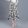 Falda de Línea A Estampada con Cintura Elástica para Mujer 2026 Verano Nueva Moda Simple Adelgazante que Cubre la Cadera Suelta Reductora de Edad Media Falda