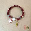 Pulsera Lunar Gris Ojo de Gato Imitación para Mujer, Colgante de Campana Simple, Regalo de Cumpleaños para Mejor Amiga, Estilo Ins de Vidrio