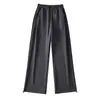 Ins8 Pantalones Casuales Rectos Bordados con Letras de Color para Mujer 2022 Verano Nueva Moda Pantalones de Pierna Ancha con Cordón en el Tobillo