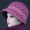 Gorro grueso cálido de invierno para mujeres de mediana edad y ancianas, mamá, abuela, abuelita, gorro de punto de piel de conejo para protección contra el frío