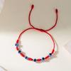 Pulseira de Amizade Trançada da Sorte com Corda Vermelha de 7 Nós Olho Azul Europeu e Americano Transfronteiriço Pulseira de Casal Olho do Diabo
