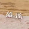 Pendientes de Acero Inoxidable con Corte de Pájaro Nuevos Transfronterizos para Mujer, Pendientes Lindos, Pendientes Sencillos Coreanos de Nicho con Flor