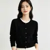 Cárdigan de punto liso minimalista estilo coreano con pequeños botones dorados y cuello redondo para mujer, nuevo diseño de principios de otoño, top de nicho moderno