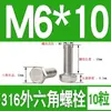 Tornillo Hexagonal Exterior de Acero Inoxidable 316 Perno Hexagonal Exterior M3M4M5M6M8M10M12M14M16M18M20M24