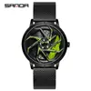 Reloj de cuarzo Sanda para hombre, moderno, sencillo, resistente al agua, creativo, hueco, de cuarzo, con rueda, electrónico.