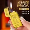 Nuevo llavero colgante de lingote de oro creativo, rueda de amolar metálica, encendedor de llama abierta creativo, personalidad, moda, para hombre, para enviar a novio, moda