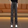 Pantalones Florales de Lana para Mujer, Pantalones de Pierna Ancha Estampados para Otoño e Invierno, Cintura Alta, Caída Suave, Nuevo Estilo 2026, Corte Holgado, Adelgazantes, Pantalones Casuales de Pierna Recta
