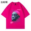 Camiseta de manga corta de algodón puro, holgada y a la moda de la estación independiente transfronteriza, para hombre, estilo hip-hop callejero de verano, estilo Hong Kong, de media manga.