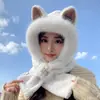 Gorros de Otoño e Invierno para Mujer, Bufanda de Felpa, Calentador de Cuello Integrado Engrosado, Gorro de Felpa, Protección Cálida para las Orejas para Ciclismo, Venta al por Mayor Transfronteriza