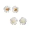 Pendientes de Botón de Perla con Flor Blanca para Mujer Aguja de Plata de Ley S925 Pendiente Francés de Lujo Ligero Nueva Moda Pendientes para el Trabajo