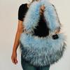 Nueva linda bolsa de peluche con forma de corazón de melocotón de piel sintética, bolso de mano de imitación de piel de mapache, estilo de chica popular, bolsa de piel sintética