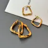 Pendientes Cuadrados Geométricos Chapados en Oro Real Estilo Europeo y Americano para Mujer, Pinzas Metálicas Exageradas de Personalidad de Gama Alta, Pendientes Estilo Celebridad de Internet