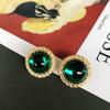 Aretes Aguja de Plata Abuela de Fábrica Esmalte Verde Medio Plata Antigua Aretes de Perla Occidental Aguja de Plata Aretes Elegantes de Comercio Exterior A11