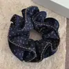 Scrunchie Floral Retro com Babados Cor Contrastante Borda Travada Coque Baixo Suave Acessórios de Cabelo Atmosféricos