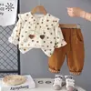 Conjunto de Roupa de Primavera para Meninas 2026 Novo Estilo Infantil Roupa de Manga Comprida de Primavera e Outono Conjunto de Duas Peças Roupas da Moda Tendência para Bebês Meninas