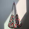 Bolso de Hombro de Lona y Pana con Estampado de Leopardo, Doble Capa Mejorada, Estilo Coreano, Selección de Influencers, Estudiante de Verano, Artístico