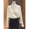 Camiseta interior térmica de cuello semi-alto engrosado en color albaricoque, nuevo modelo de principios de otoño 2026, camiseta térmica de manga larga para mujer